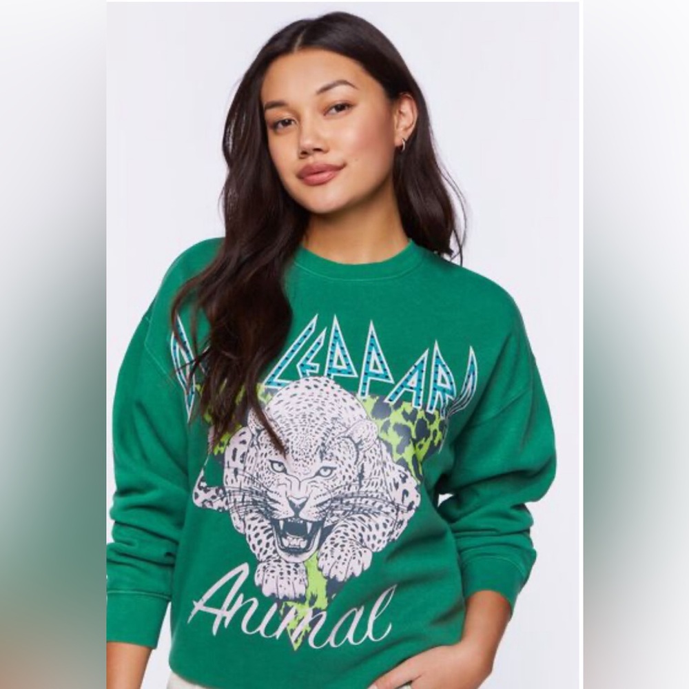Def Leppard Studded Graphic Pullover Sweatshirt